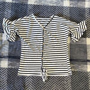 Elegant Black and White Striped Button Down Shirt